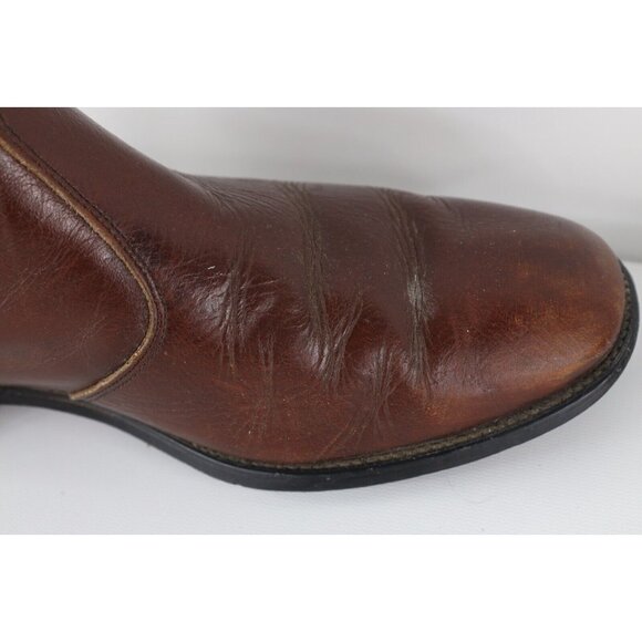 Vtg 70s Streetwear Mens 11 Distressed Leather Side Zip Chelsea Boots Brown USA